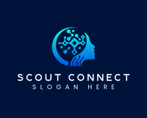 Network Circuit Brain logo design