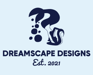 Fictional - Blue Mermaid Silhouette logo design