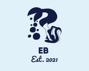 Fish - Blue Mermaid Silhouette logo design
