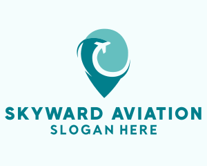 Plane Travel Transportation Pin logo design