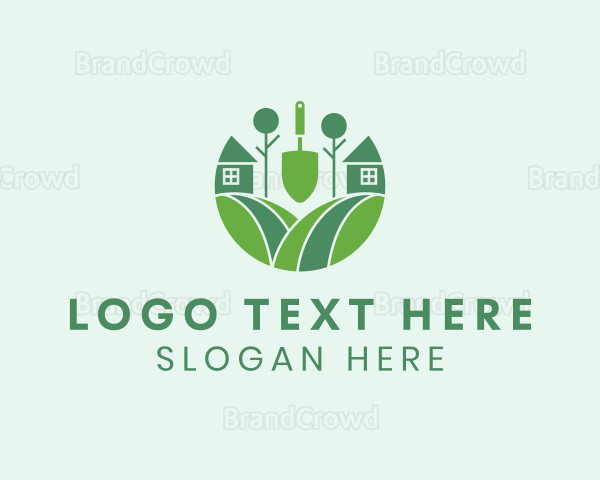 House Lawn Grass Spade Logo