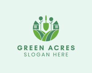 House Lawn Grass Spade  logo design