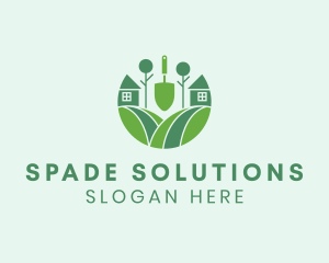 House Lawn Grass Spade  logo design