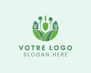 Grass - House Lawn Grass Spade logo design