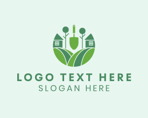 House Lawn Grass Spade  Logo