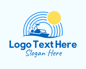 Sea Transport - Fishing Boat Sun logo design