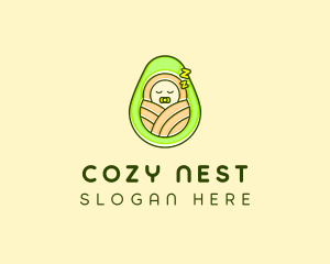 Crib - Sleeping Avocado Baby logo design