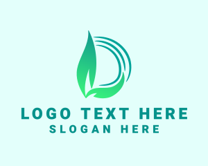 Initial - Green Leaf Letter D logo design