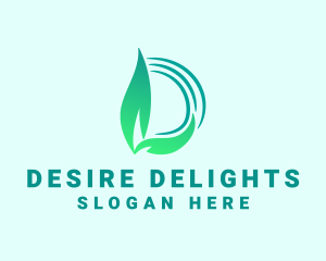 Green Leaf Letter D logo design