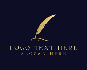 Stroke - Feather Quill Calligraphy logo design
