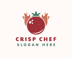 Retro Tomato Flame logo design