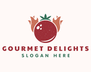 Retro Tomato Flame logo design