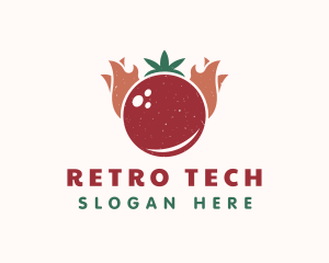 Retro Tomato Flame logo design