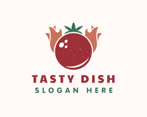 Retro Tomato Flame logo design