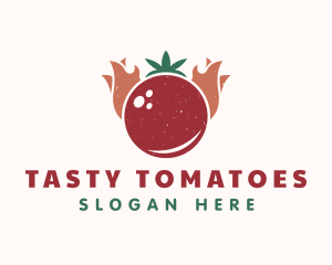 Retro Tomato Flame logo design