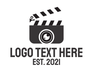 Film Production - Black Clapperboard Camera logo design