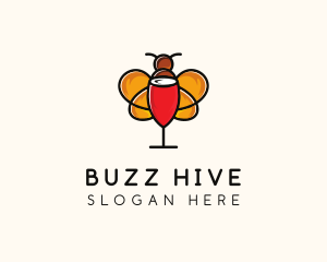 Wine Glass Bee logo design