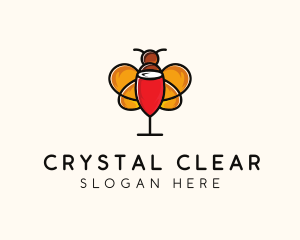 Glass - Wine Glass Bee logo design