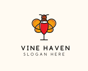 Wine Glass Bee logo design