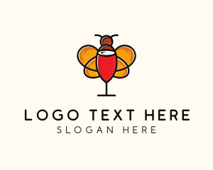 Insect - Wine Glass Bee logo design