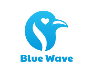 Blue Heart Bird logo design