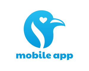 Shape - Blue Heart Bird logo design