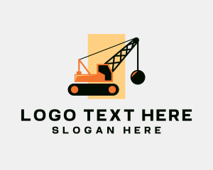 Tractor - Wrecking Ball Contractor Machinery logo design