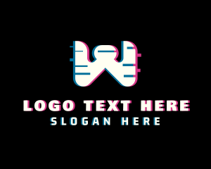 Glitch - Anaglyph Esports Letter W logo design
