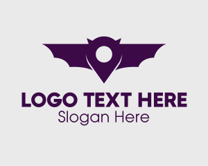Animal - Bat Location Pin logo design