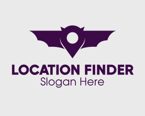 Bat Location Pin logo design