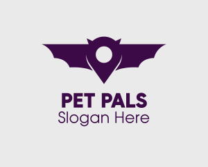 Bat Location Pin logo design