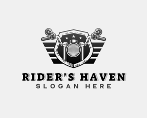 Motorcycle Rider Shield logo design