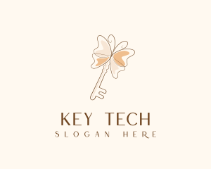 Feminine Butterfly Key logo design