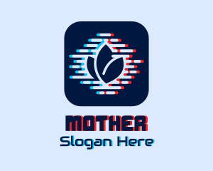 Cyber - Flower Digital Glitch App logo design