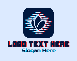 Application - Flower Digital Glitch App logo design