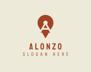 Location Pin Letter A logo design