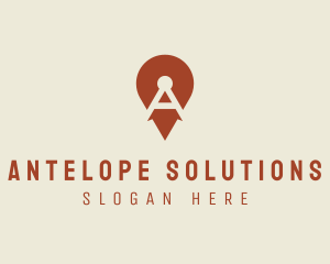 Location Pin Letter A logo design