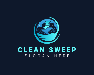 Cleaning Broom House logo design