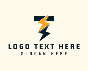 Lightning - Electrical Voltage Letter T logo design