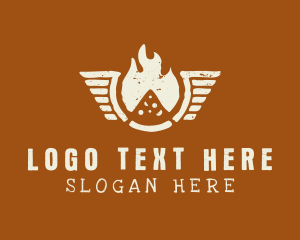 Pizza - Flaming Pizza Wings logo design