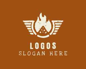 Flaming Pizza Wings Logo