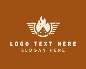 Dining - Flaming Pizza Wings logo design