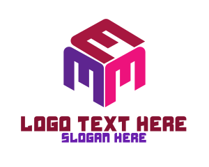 Letter M - E & M Cube logo design