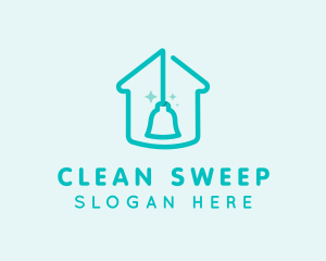 Clean Housekeeping Broom logo design