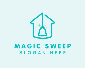 Clean Housekeeping Broom logo design