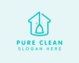 Clean Housekeeping Broom logo design