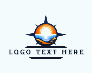 Vacation - Beach Sunset Compass logo design