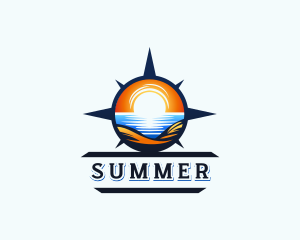 Beach Sunset Compass logo design