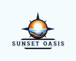 Beach Sunset Compass logo design