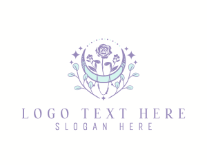 Feminine - Bohemian Floral Moon logo design